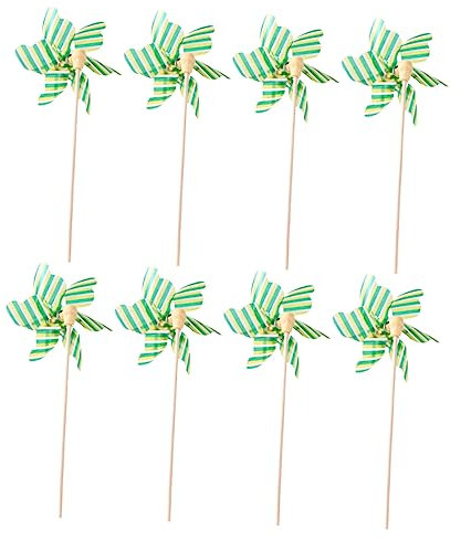 UKCOCO 8 Pièces Jouets De Moulin à Pole en Bois Arc-en-Ciel Moulinets De Jardin De Moulin à Vent Accessoire De Décor De Moulin à Vent Tout Petit Enfants Plastique Couleur Aléatoire