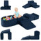 DREAMADE Parcours de motricité Bébé 5PCS avec Housse Lavable, Blocs de Construction avec Piscine à Balles, Module Motricité pour Enfant 3+ Ans (Bleu Foncé)