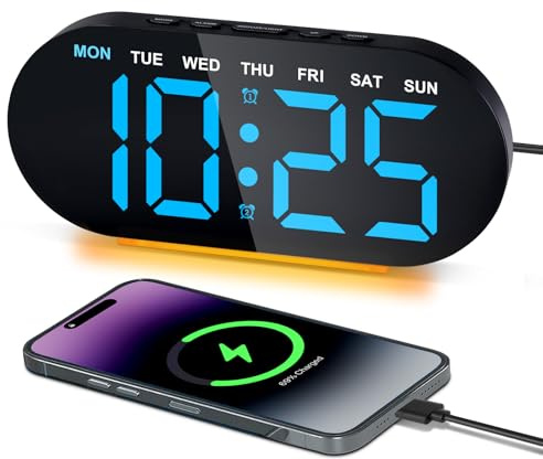 Foyucool Digitalwecker mit Nachtlicht, 7 Zoll große LED Digitaluhr