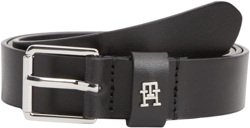 Tommy Hilfiger Damen Gürtel Square Silver 2,5 cm aus Leder, Schwarz (Black), 95 cm