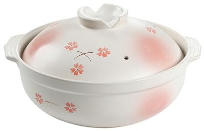 Olla de barro de cerámica de cerezo pintada a mano de estilo japonés simple y delicada y resistente al calor, maceta de arcilla n.º 9 (2700 ml)