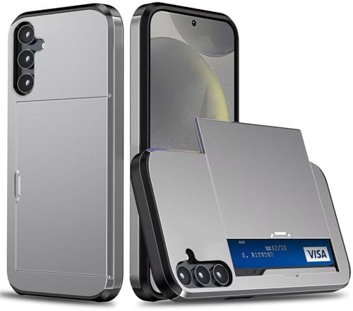 GoodcAcy Compatible avec Coque Samsung Galaxy A56 Antichoc Portefeuille,Housse Étui de Couche Antichoc,avec Porte-Cartes Coulissant Cache Protection Coque de Telephone Silicone Housse,Gris