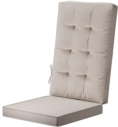 DHYGOTFUR Outdoor Hochlehnen-Sesselkissen | Wasserfest & UV-beständig Terrassenmöbelpolster | Tufted Design mit Laschen | Perfekt für Essstühle & Schaukelstühle (Beige)