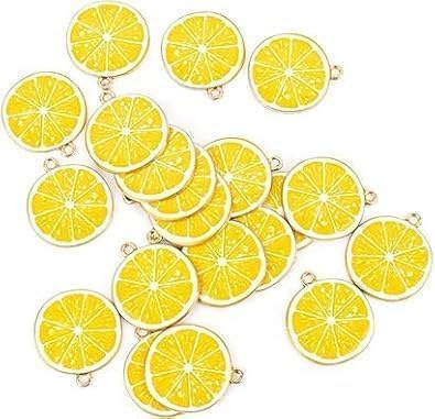 Ymhapp 20 Stück Zitronen-Frucht-Emaille-Zitronen-Charms-Anhänger-Perlen für DIY-Herstellung Armband Halsketten-Charms-Anhänger Dekoration Perlenherstellung (Gelb)