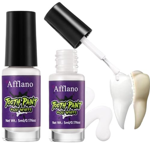 Weiße Zahnfarbe, sofort strahlend weiße Zahnfarbe, Halloween-Gothic-Vampir-Zähne-Makeup lang anhaltende schnell trocknende Zahnaufhellung für SFX Cosplay Bühne Spezialeffekte den täglichen Gebrauch