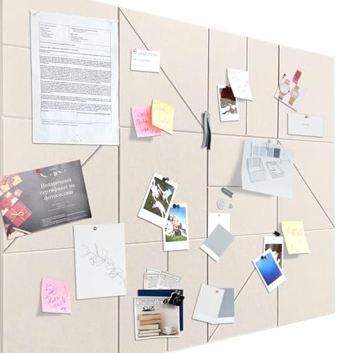 Große Filz Pinnwand Selbstklebend 120x90cm Filzboard,dekorative Pinnwand aus Filz,0,9cm dick,faltbare Fototafel Memotafeln Memo Boards Bulletin Board Wanddekoration für Büro Küche-Helles Kamel