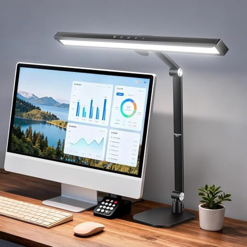 NEEWRE BASICS Lampada da Scrivania 18 con Base per Ufficio Casa, Luce Tavolo a Barra LED per Architetto Adatta agli Occhi per Monitor Computer Disegno, 18W, 1340lux/0,5m, Controllo Touch/CRI95+, DL03