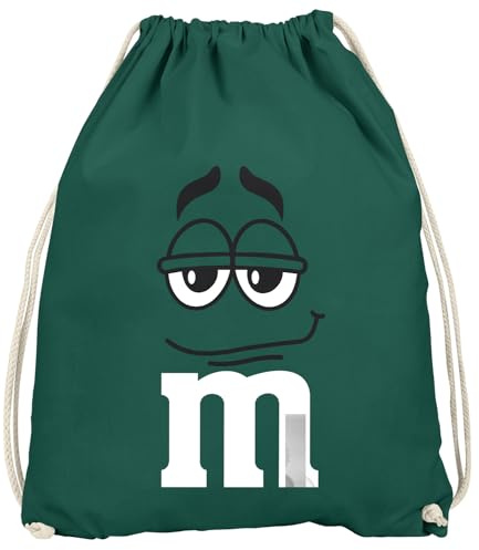 MoonWorks® Turnbeutel - M mit Gesicht - Accessoires Fasching Karneval Gadgets Spruch lustig Faschingsartikel Tasche Gymbag Dunkelgruen unisize