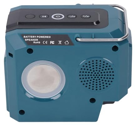 Enceinte Bluetooth Outdoorm pour Chantier BT5.3, alimentée par Batterie, avec lumières LED colorées pour BL1815N, BL1830 et BL1840