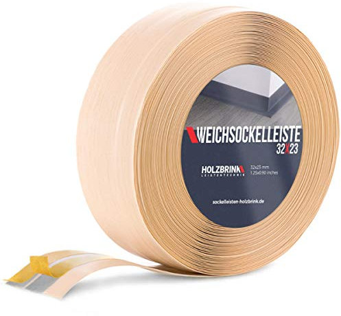 HOLZBRINK Weichsockelleiste selbstklebend PVC 32x23mm, 10 m | Küchenleiste Arbeitsplatte | Abschlussleiste selbstklebend für Badezimmer | Farbe: Kiefer