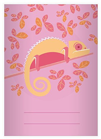 Kartenkaufrausch 4 Schicke Natur DIN A4 Schulhefte, Schreibhefte mit Chamäleon in rosa Lineatur 20 (blanko Heft)