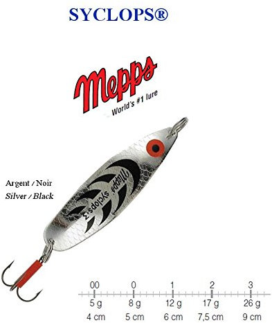 MEPPS SYCLOPS Large Choix de Poids et Couleurs (Argent/Noir, 2/17 g / 7,5 cm)