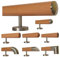 Buche Holz Treppe Handlauf Geländer Griff gerade Edelstahlhalter, Länge 30 - 500 cm aus einem Stück / zum Beispiel Länge 200 cm mit 3 gerade Halter - Enden =leicht gewölbte Edelstahlkappe