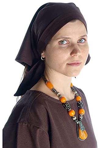 HEMAD Mittelalter Kopftuch Laudamie aus Baumwolle Braun Gewandung LARP