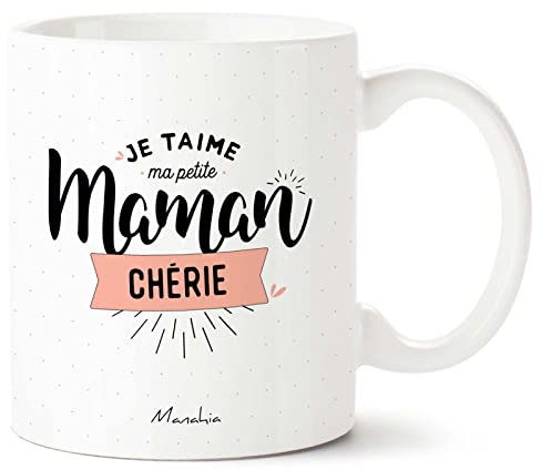 Manahia Mug Cadeau Maman Tasse Personnalisée - Je t'aime ma petite maman chérie - Avec Boite Kraft - Imprimé en France - 330 mL Céramique - Future Maman - Noël, Anniversaire Maman - Fête Des Mères