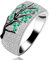 Uloveido Frauen Voll Zirkonia Hochzeitsband Tropfglasur Schwarz Zweig Grüner Baum Blatt Art Deco Jubiläumsring Y524 (Größe 52 (16.6))