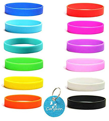 Carykon 12 Pcs Blank Silicone Wristbands Rubber Bracelets Adults Fashion Party Sports Accessories, Assorted 12 Colors