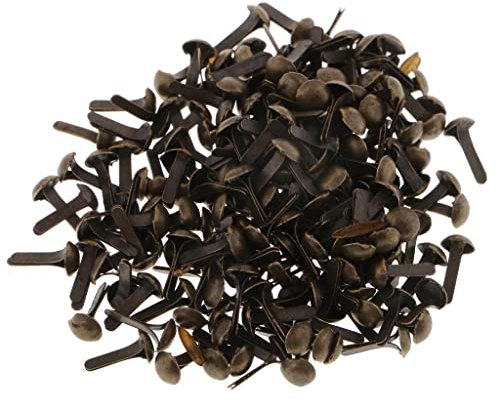 Hellery 200 Stücke Mini Brads Musterbeutelklammern Rundkopf Verschlussklammern, Bronze, 4,5 mm