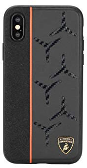 Lamborghini Backcover Hülle Alcantara Apple iPhone Xs Max Orange - Genuine Leather - Echtes Leder
