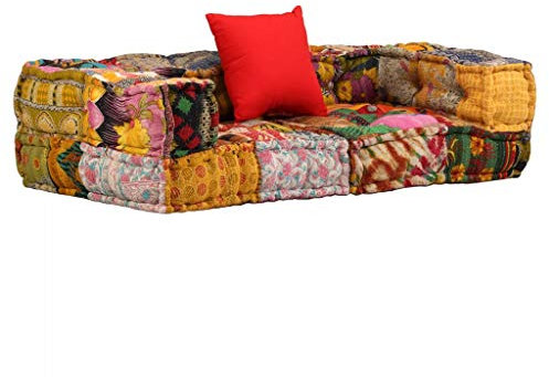 TEWTX7 2 Sitzer Sofa Modularer Pouf Bodenkissen mit Ruckenlehne und Armlehne Sitzpouf Sitzkissen Stoff Kleines Couch Schlafsofa Sofabett Gästebett, 140 x 70 x 40 cm