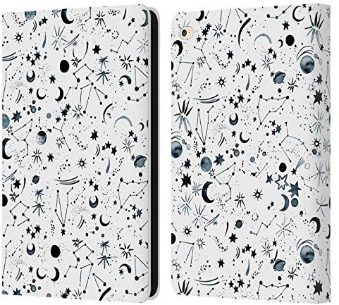 Head Case Designs Offizielle Ninola Astrologie Raum Weiß Muster 4 Leder-Wallet-Hülle Kompatibel mit Apple iPad Air 2 (2014)