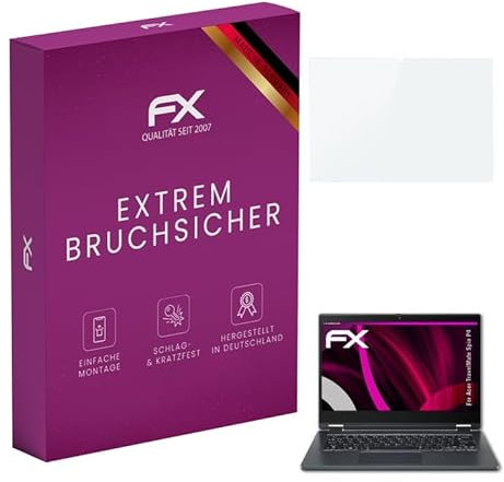 atFoliX Glasfolie kompatibel mit Acer TravelMate Spin P4 Panzerfolie, 9H Hybrid-Glass FX Schutzpanzer Folie