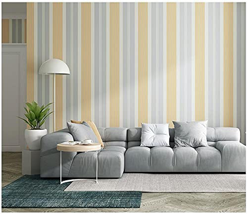 ZZDXL Tapeten Gelbe Vertikale Streifen Tapete Vliestapete 10 M X 0,53 M,3D Tapete Für Schlafzimmer Wohnzimmer Oder Küche,Modern Klassisch Elegance Tapete Kinderzimmer,Wandtapete Jungen Mädchen