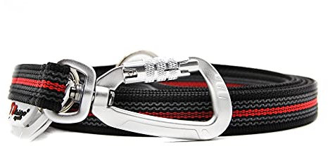 Twinkys Dog Style Verstellbare Hundeleine gummiert 20 mm breit mit Sicherheitskarabiner 3 Meter Schwarz Rot