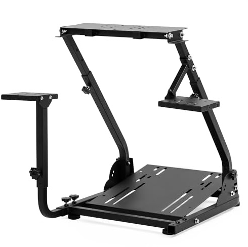 Anman racing simulator cockpit Steering Wheel Stand with Double Gear Shifter Mount Fit for Logitech G25 G27 G29 G920 G923,Foldable Gaming Cockpit Stand,without Pedal and Steering Wheel