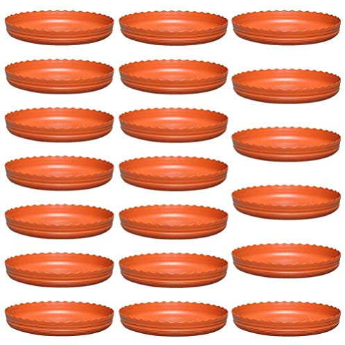 NICETOW Vaso de Flores Interno, 20 Unidades de Vaso Redondo com Base de cortiça e Bandeja de gotejamento Pires de Vasos de Plantas de plástico para Mesa de jardim no pátio