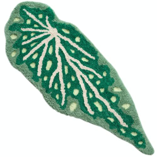 FrecklePot Begonia rutschfeste Badematte oder Küchenteppich, Pflanzenblattform, Bodenmatte, Teppich, grün, 115,1 x 41,4 cm