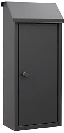 ARREGUI Panera SP008NG-P Buzón Exterior Grance para Pan, Buzón de Correo de Acero para Barras de Pan y Periódicos, Panera Exterior, Gran Capacidad, Sin Llave, Apertura de Pomo, Negro