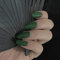 24PCS Long False Nails with Glue Stickers, Coffin Full Cover Acrylic Nails Press on Nails no Glue,Green Frosted French Fake Nails Stick on Nails for Women and Girls Nail Art.