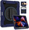ROSROME for iPad Pro 12.9 Case 6th/5th/4th/3rd Generation with Screen Protector for Kids,Heavy Duty Shockproof Cover for iPad Pro Case 12.9 Inch with 360 Kickstand Hand Strap Pencil Holder, Navy Blue