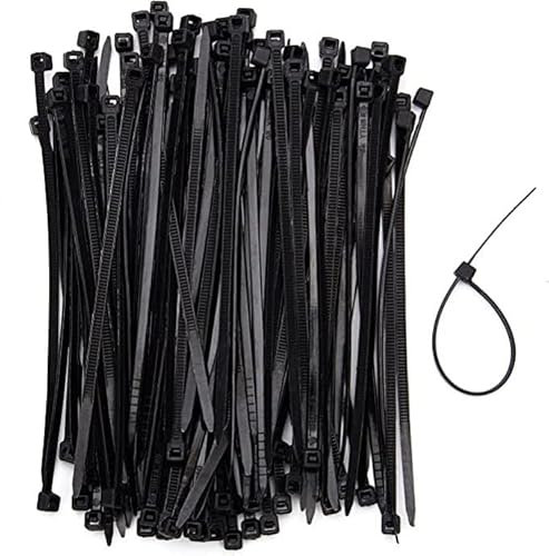 Black Cable Ties, 100mm x 2.5mm, Pack of 100, 4 Premium Nylon Zip Ties Multi-Purpose Plastic Tie Wraps Secure Self-Locking Mechanism for Home, Garden, Office and DIY by AAN