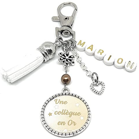 Cadeau collègue, Porte clés collègue avec prénom, Une collègue en Or, porte clés lettre prénom, porte clés personnalisable