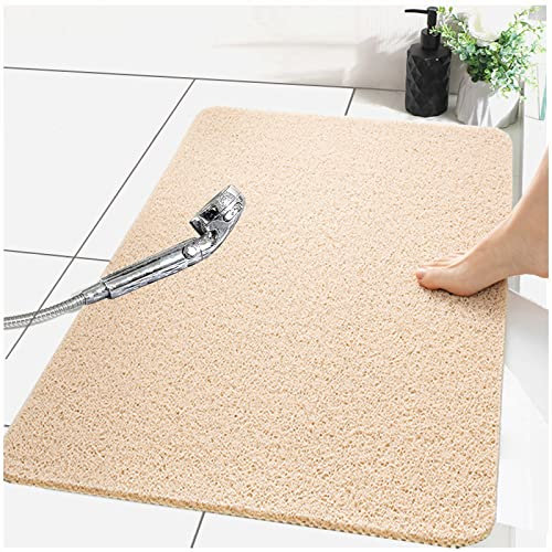 Penubuy rutschfeste Duschmatte 80x40, PVC-Luffa Antirutschmatte Dusche mit Poröser Struktur, Schnell Trocknend und Leicht zu Reinigen（beige）