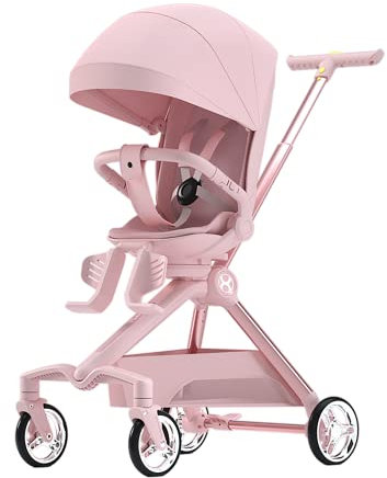 Passeggino girevole a 360°(Rosa), Hashow Mini ELF 2 Passeggino, compatto passeggino piccolo pieghevole con schienale inclinabile di 95-175°, per aereo, all'aperto, città