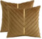 Tosleo 2 Stück Samt Kissenbezüge 55x55 cm Dekorative Kissenhülle mit Gold Leder Luxus Moderne Braun für Wohnzimmer Schlafzimmer Sofa Kissen