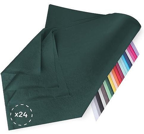 Verpackungswelt Seidenpapier 24 Blätter | 76x50 cm | Buntes Transparentpapier ideal als Verpackungsmaterial & Geschenkpapier | Papier zum Basteln | Schöne Dekoration | Bastelpapier in Dunkel-Grün