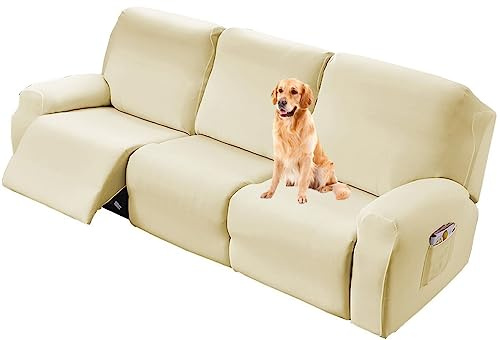 ELYSYSRL Sesselschoner für Relaxsessel 1/2/3 Sitzer Stretch Relaxsofa Bezüge 4/6/8-Teilig Relaxsofa Schonbezüge mit Seitentasche, Möbelschutz für Wohnzimmer (Color : #11, Size : 3 People (8 Pieces))