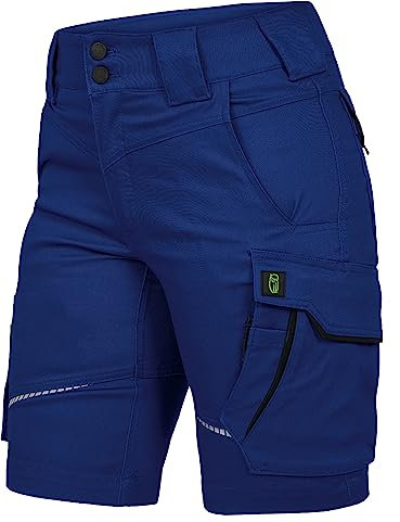 Leibwächter – Arbeitsshorts Damen Flex LINE Kornblau-Schwarz – Größe 48 – Robuste Cargo Hose mit Taschen – Handwerker Shorts – Berufsbekleidung – Multifunktionshose mit Reflektoren