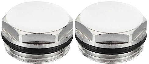 PATIKIL 3/4 BSP Male Thread Manual Radiator Air Vent Plug, 2 Pack Nickel Plated Brass Plugs for Radiator Heater, Silver White