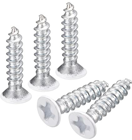 QUARKZMAN ST3x15mm Blanc Vis Autotaraudeuse, 25pcs Plat Tête Phillips Bois Vis pour Travail Bois