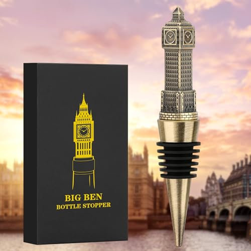 LKKCHER DESIGN London Souvenir Gifts, Big Ben Wine Stopper, Wine Gifts for Men Women, Bottle Stoppers for Wine Champagne, Birthday Gifts, Wine Saver, Wine Accessories