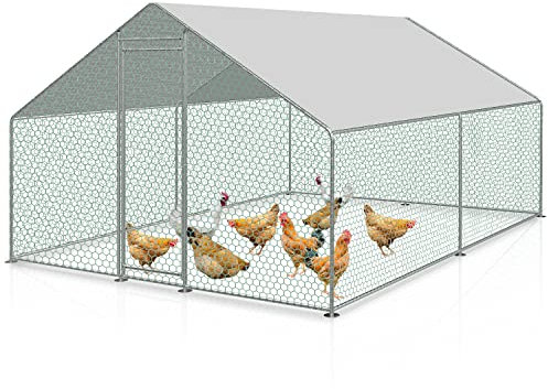 Ansobea Hühnerstall XL Freilaufgehege Hühnerhaus 6m2 mit Schloss 3x2x2m Wasserdichtes Verzinkter Stahl Entenstall für Hühnerkäfig Kleintiere Vogelkäfig Haustierkäfig