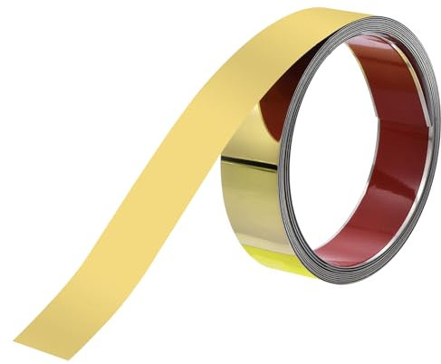 QUARKZMAN Wandleisten Selbstklebend Edelstahl 5m x 4cm Zierleisten Metallisierte Spiegel Wandverkleidung mit Handschuhe für Spiegelrahmenkante Tür Decke Möbel Auto Gold