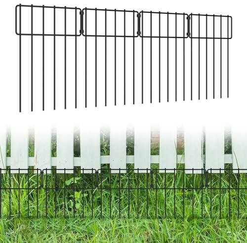 MOOACE 20 Pack Animal Barrier Fence, 17 in(H) X 20.8 Ft(L) No Dig Fence Decorative Fencing Border for Dog Rabbit Pet, Rustproof Metal Small Fence Panels Ground Stakes Fence Bottom for Outdoor Patio