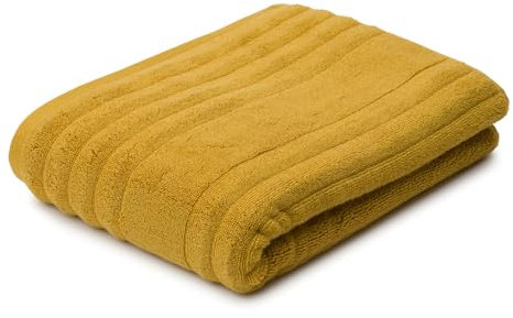 Gözze - Mailand Frottier-Badetuch, Weich und saugfähig, 70% Bio-Baumwolle/30% Viskose (Bambus), Vegan, 100 x 150 cm - Senf