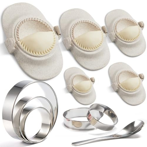 MUMSUNG Empanada Maker Press, 6-Inch Extra Large Dumpling Maker Set with Dough Cutter, Dumpling Mold Set for Pierogi, Pastelitos, Calzone, Turnovers, Chinese Dumpling, 5Sizes (6/5/4/3/2.6)